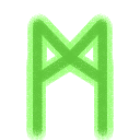 The Elder Furthark rune ᛗ or mannaz, in green with a lime green outline